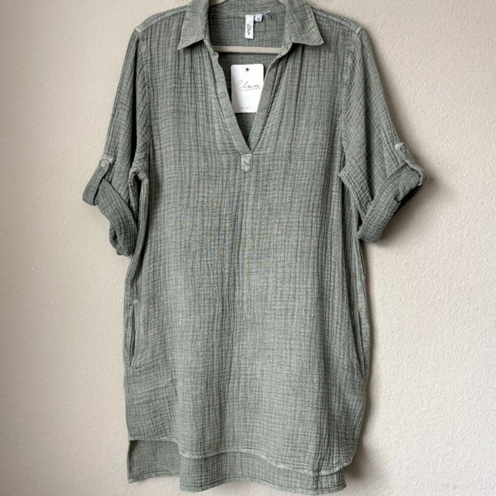 Elan Light Sage Green Gauze Swim Coverup